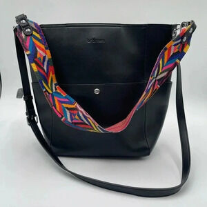 Bromen Vegan Leather Hobo Shoulder Crossbody Handbag Black